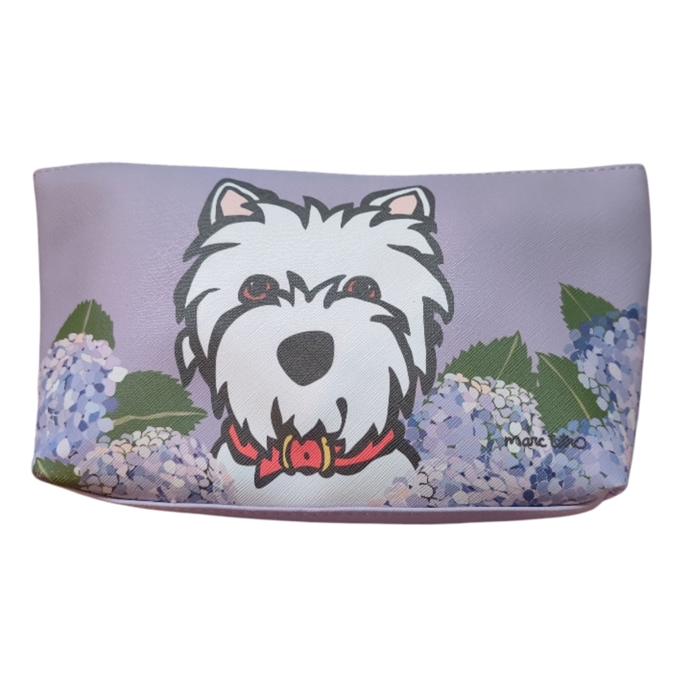Marc Tetro Cosmetic Travel Bag With Hydrangeas & West Highland White Terrier